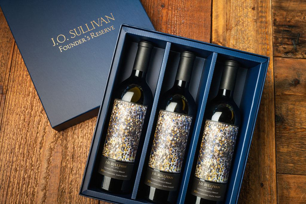 J.O. Sullivan Founder’s Reserve Merlot presented for a tasting at Sullivan Rutherford Estate in Rutherford, California